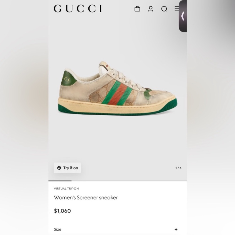 Gucci Women's Screener Sneakers - Green and Beige